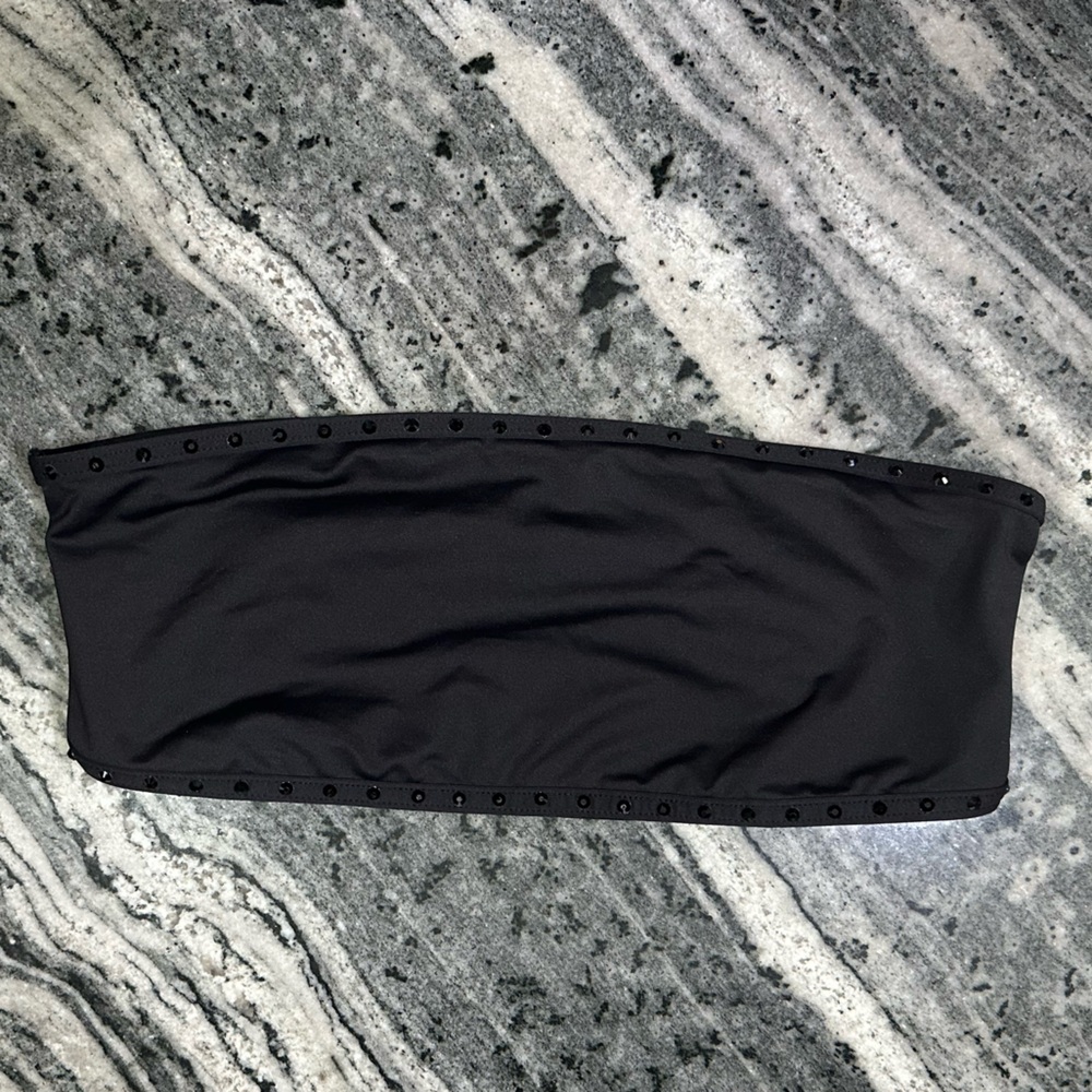 SKIMS Black Rhinestone Tube Top